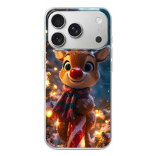 Яркий чехол для iPhone 17 Pro с Зимними Оленятами – Олень в шарфе
