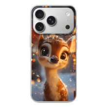 Яркий чехол для iPhone 17 Pro с Зимними Оленятами – Оленёнок среди гирлянд