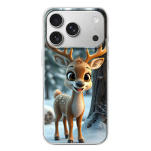 Яркий чехол для iPhone 17 Pro с Зимними Оленятами – Оленёнок в лесу
