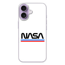 Силіконовый бампер з принтом "Наса" на iPhone 17 – NASA на білому тлі