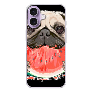 Чехол (ТПУ) Милые собачки для iPhone 17 (Смешной Мопс)