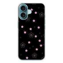 Чохол з розовим принтом для iPhone 17 (Рожеві квіти на чорному)