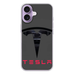 Силиконовый бампер с картинкой машины на iPhone 17 – Logo TESLA