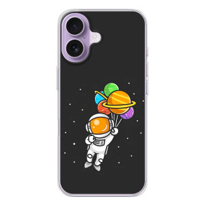 Силиконовый Чехол с принтом "Космонавты" на iPhone 17 – Космонавт с шариками