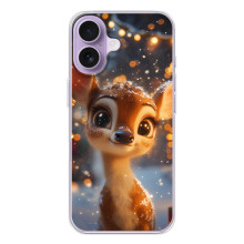 Яркий чехол для iPhone 17 с Зимними Оленятами – Оленёнок среди гирлянд