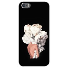 Чехлы (ART) Цветы на iPhone 5 / 5s / SE (VPrint) (Белые цветы)