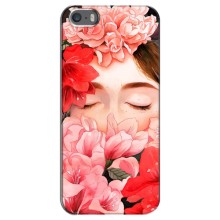 Чехлы (ART) Цветы на iPhone 5 / 5s / SE (VPrint) (Глаза в цветах)