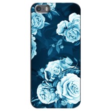 Чехлы (ART) Цветы на iPhone 5 / 5s / SE (VPrint) (Голубые Бутоны)