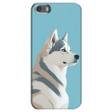 Чехол с Хаски для iPhone 5 / 5s / SE - (AlphaPrint) (Хаски арт)