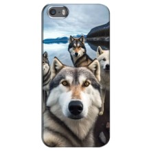 Чехол с Хаски для iPhone 5 / 5s / SE - (AlphaPrint) (Селфи ХАски)