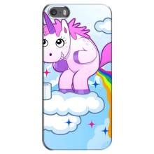 Чехол Unicorn на iPhone 5 / 5s / SE (Радуга единорожка)