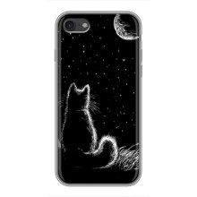 Чехол с принтом для iPhone 6 / 6s (AlphaPrint) Модные коты – Котик и луна