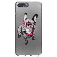 Чехол (ТПУ) Милые собачки для iPhone 7 Plus (Бульдог в очках)