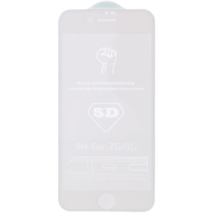 Захисне скло 5D Hard (full glue) (тех.пак) для Apple iPhone 7 / 8 / SE (2020) (4.7") (Білий)