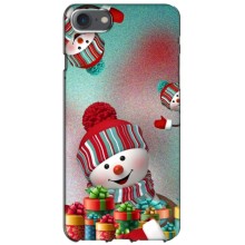 Чехлы на Новый Год iPhone 7 (Снеговик в шапке)
