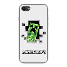 Чехол Майнкрафт на iPhone 7 (AlphaPrint) Minecraft (крипер Майнкрафт)