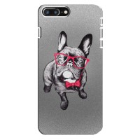Чехол (ТПУ) Милые собачки для iPhone 8 Plus (Бульдог в очках)