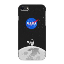 Силиконовый бампер с принтом "Наса" на iPhone SE (2020) (Космонавт NASA)