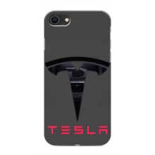 Силиконовый бампер с картинкой машины на iPhone SE (2020) – Logo TESLA