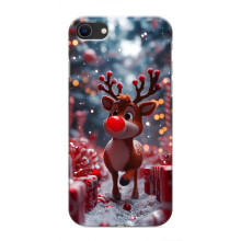 Яркий чехол для iPhone SE (2020) с Зимними Оленятами – Олень среди подарков