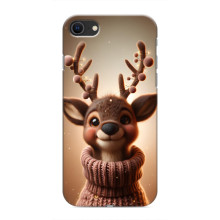 Яркий чехол для iPhone SE (2020) с Зимними Оленятами – Олень в свитере