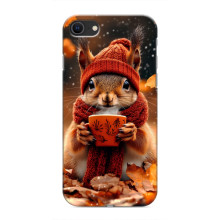 Печатный чехол «Зверята с кофе» для iPhone SE (2020) – Белка с кофе