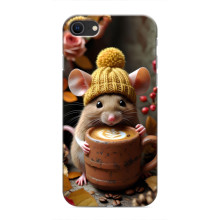 Печатный чехол «Зверята с кофе» для iPhone SE (2020) – Медведь с кофе