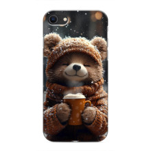 Печатный чехол «Зверята с кофе» для iPhone SE (2020) – Мишка с кофе