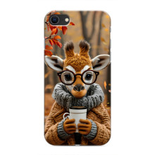 Печатный чехол «Зверята с кофе» для iPhone SE (2020) – Жираф с кофе