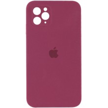 Чехол Silicone Case Square Full Camera Protective (AA) для Apple iPhone 11 Pro Max (6.5") – Бордовый