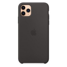 Чехол Silicone Case для iPhone 11 Pro Max, бампер с микрофиброй – Черный