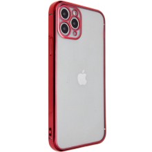 Прозрачный силиконовый чехол глянцевая окантовка Full Camera для Apple iPhone 11 Pro (5.8") – Красный