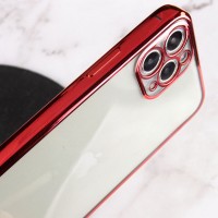 Прозрачный силиконовый чехол глянцевая окантовка Full Camera для Apple iPhone 11 Pro (5.8") – Красный