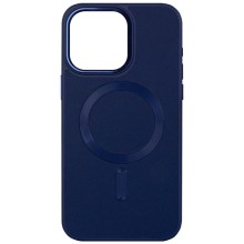 Кожаный чехол Bonbon Leather Metal Style with MagSafe для Apple iPhone 11 (6.1") (Синий)