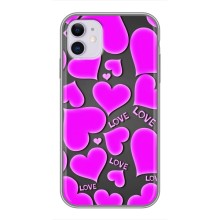 Чехлы для любимой на Еппл 11 (VPrint) (Pink hearts)
