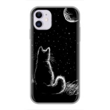 Чохол з принтом для iPhone 11 (AlphaPrint) Модні коти (Котик і місяць)