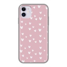 Чохол з розовим принтом для iPhone 11 (Сердечки на рожевому)