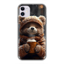 Печатный чехол «Зверята с кофе» для iPhone 11 – Мишка с кофе