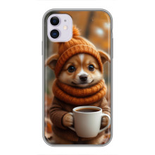 Печатный чехол «Зверята с кофе» для iPhone 11 – Песик с кофе