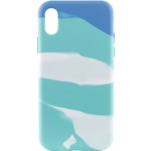 Чохол Silicone case full Aquarelle для Apple iPhone XR (6.1") – Бирюзово-белый