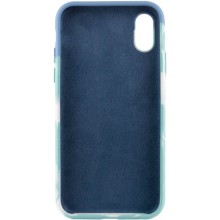 Чехол Silicone case full Aquarelle для Apple iPhone XR (6.1") – Бирюзово-белый