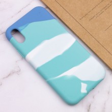 Чехол Silicone case full Aquarelle для Apple iPhone XR (6.1") – Бирюзово-белый