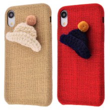 Новогодняя тканевая накладка Handmade Hat для iPhone XR с шапочкой(картон+ткань)