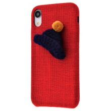 Новогодняя тканевая накладка Handmade Hat для iPhone XR с шапочкой(картон+ткань) – Красный