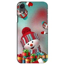 Чехлы на Новый Год iPhone Xr – Снеговик в шапке