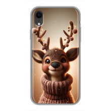 Яркий чехол для iPhone Xr с Зимними Оленятами – Олень в свитере
