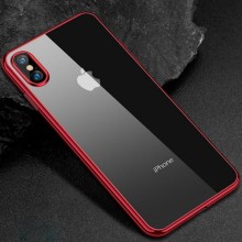 Прозрачный силиконовый чехол глянцевая окантовка Full Camera для Apple iPhone XS Max (6.5") – Красный