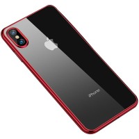 Прозорий силіконовий чохол глянцева окантовка Full Camera для Apple iPhone XS Max (6.5") – Червоний