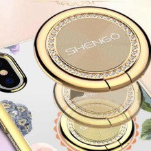 TPU чехол Shengo со стразами и кольцом-держателем для Apple iPhone XS Max (6.5&quot;) – Золотой