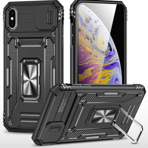 Ударостійкий чохол Camshield Army Ring для Apple iPhone XS Max (6.5") (Чорний)